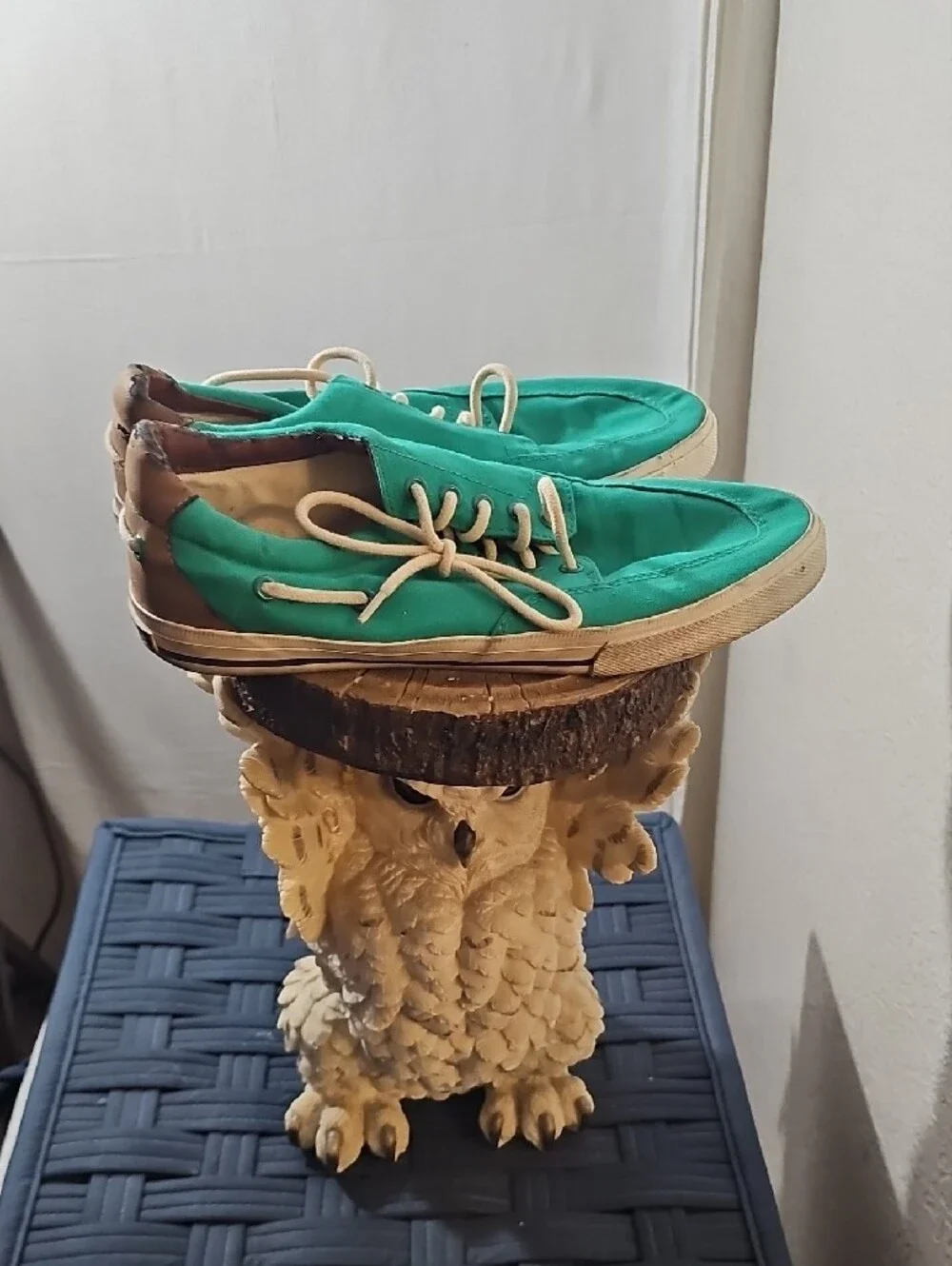 Men's Canvas Boat Shoes in Teal with Contrast Laces